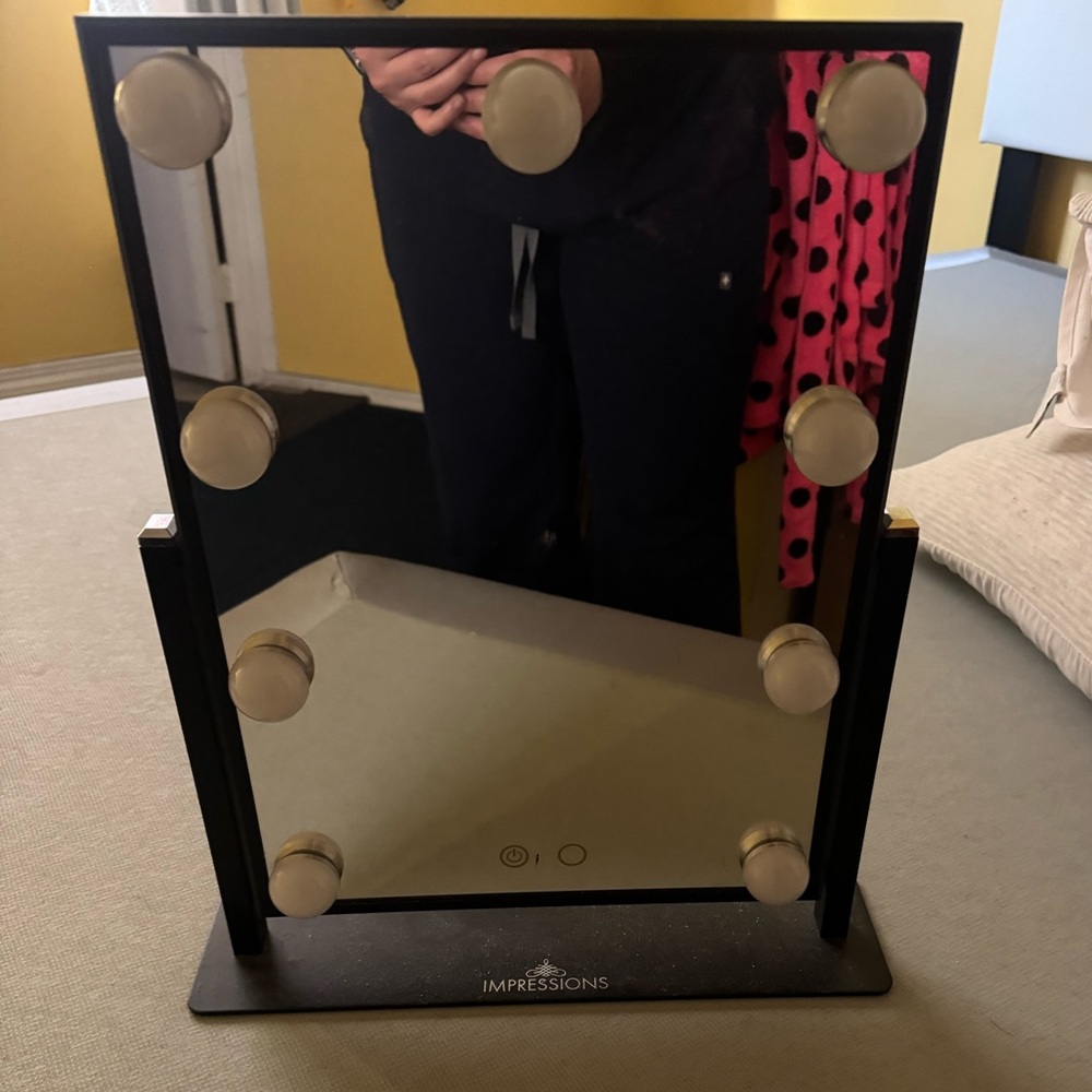 Impressions Black Lighted Makeup Mirror with Round Bulbs